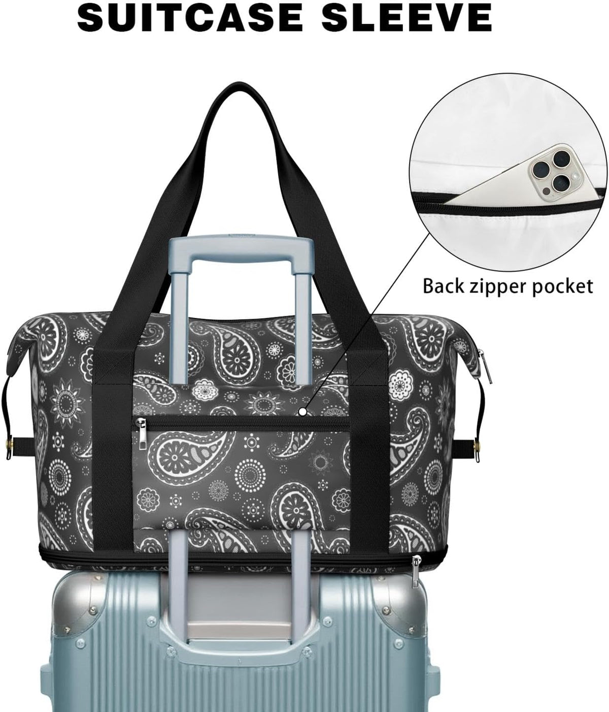Expandable Travel Duffel Bags for Women Large - Gym Bag Waterproof Floral Weekender Beach Tote Carry on Bag with Luggage Sleeve for Spirit Airlines Personal Item Bag Overnight Mom Hospital Duffels