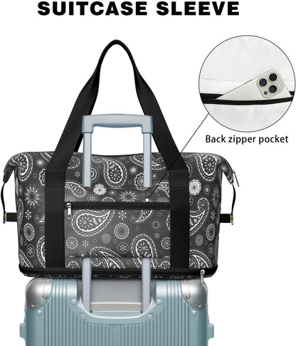 Expandable Travel Duffel Bags for Women Large - Gym Bag Waterproof Floral Weekender Beach Tote Carry on Bag with Luggage Sleeve for Spirit Airlines Personal Item Bag Overnight Mom Hospital Duffels