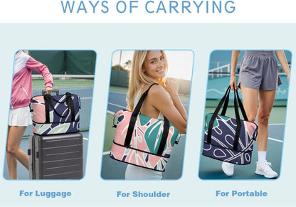 Expandable Travel Duffel Bags for Women Large - Gym Bag Waterproof Floral Weekender Beach Tote Carry on Bag with Luggage Sleeve for Spirit Airlines Personal Item Bag Overnight Mom Hospital Duffels