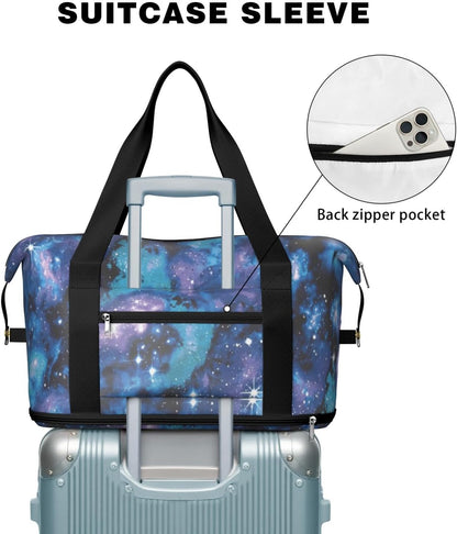 Expandable Travel Duffel Bags for Women Large - Gym Bag Waterproof Floral Weekender Beach Tote Carry on Bag with Luggage Sleeve for Spirit Airlines Personal Item Bag Overnight Mom Hospital Duffels