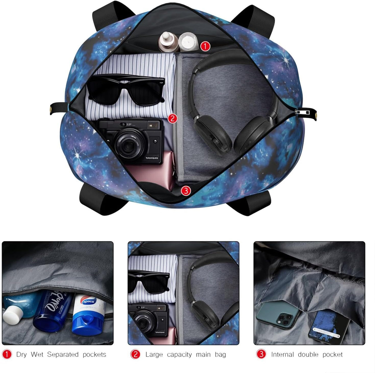 Expandable Travel Duffel Bags for Women Large - Gym Bag Waterproof Floral Weekender Beach Tote Carry on Bag with Luggage Sleeve for Spirit Airlines Personal Item Bag Overnight Mom Hospital Duffels