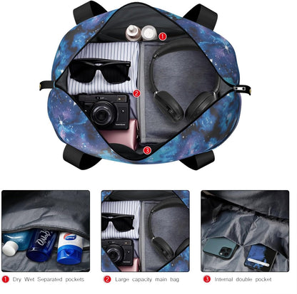 Expandable Travel Duffel Bags for Women Large - Gym Bag Waterproof Floral Weekender Beach Tote Carry on Bag with Luggage Sleeve for Spirit Airlines Personal Item Bag Overnight Mom Hospital Duffels