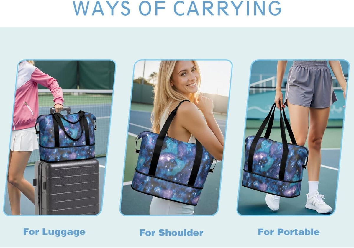 Expandable Travel Duffel Bags for Women Large - Gym Bag Waterproof Floral Weekender Beach Tote Carry on Bag with Luggage Sleeve for Spirit Airlines Personal Item Bag Overnight Mom Hospital Duffels