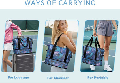 Expandable Travel Duffel Bags for Women Large - Gym Bag Waterproof Floral Weekender Beach Tote Carry on Bag with Luggage Sleeve for Spirit Airlines Personal Item Bag Overnight Mom Hospital Duffels