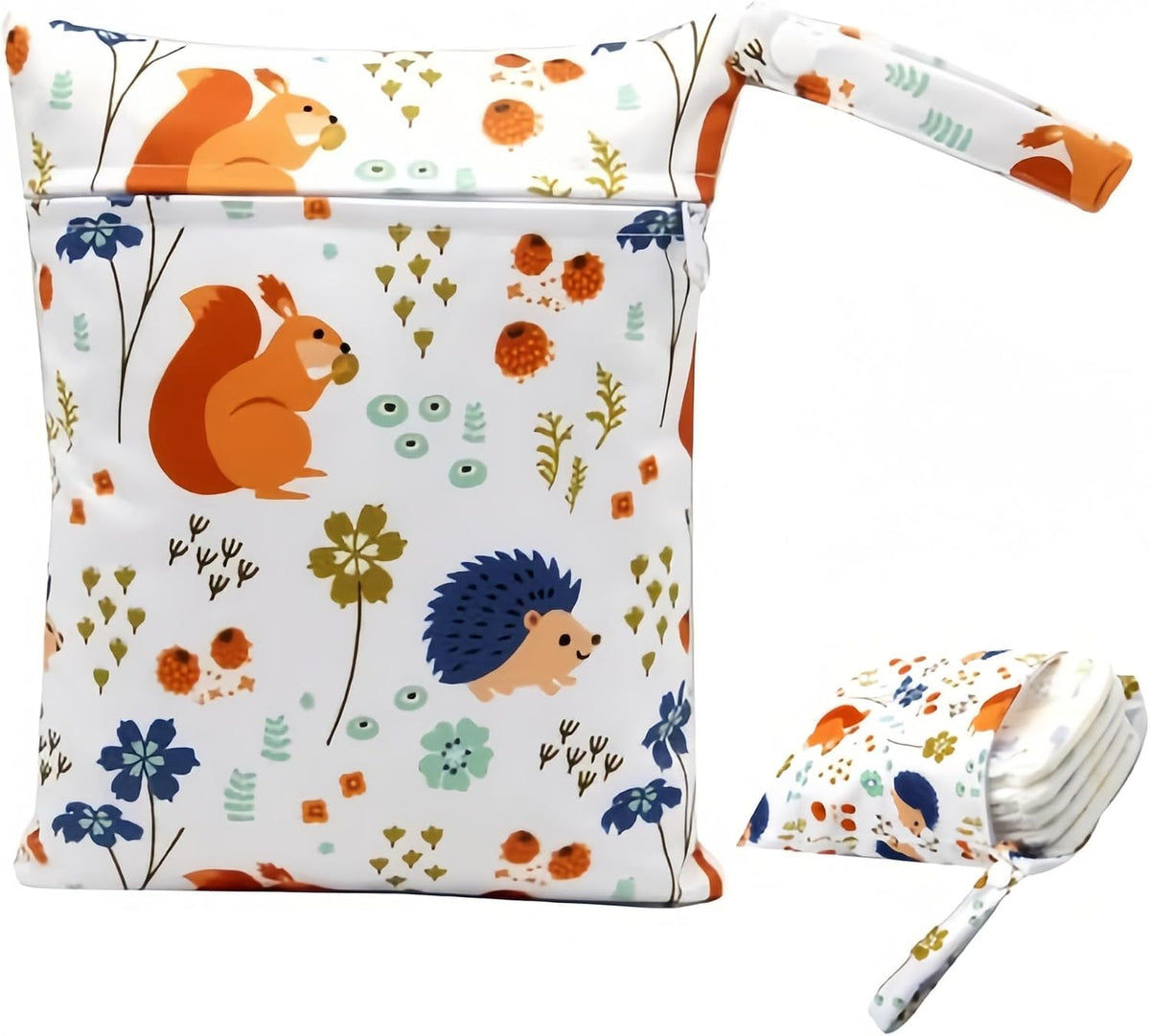 Wet Dry Bag Reusable Wetbag for Baby Swimsuit Cloth Diaper Travel Beach Pool Gym Clothes Organizer Zip Pouch Stroller Hook Daycare Swim Toiletry Storage Cute Print Lightweight Portable