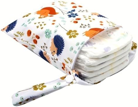 Wet Dry Bag Reusable Wetbag for Baby Swimsuit Cloth Diaper Travel Beach Pool Gym Clothes Organizer Zip Pouch Stroller Hook Daycare Swim Toiletry Storage Cute Print Lightweight Portable