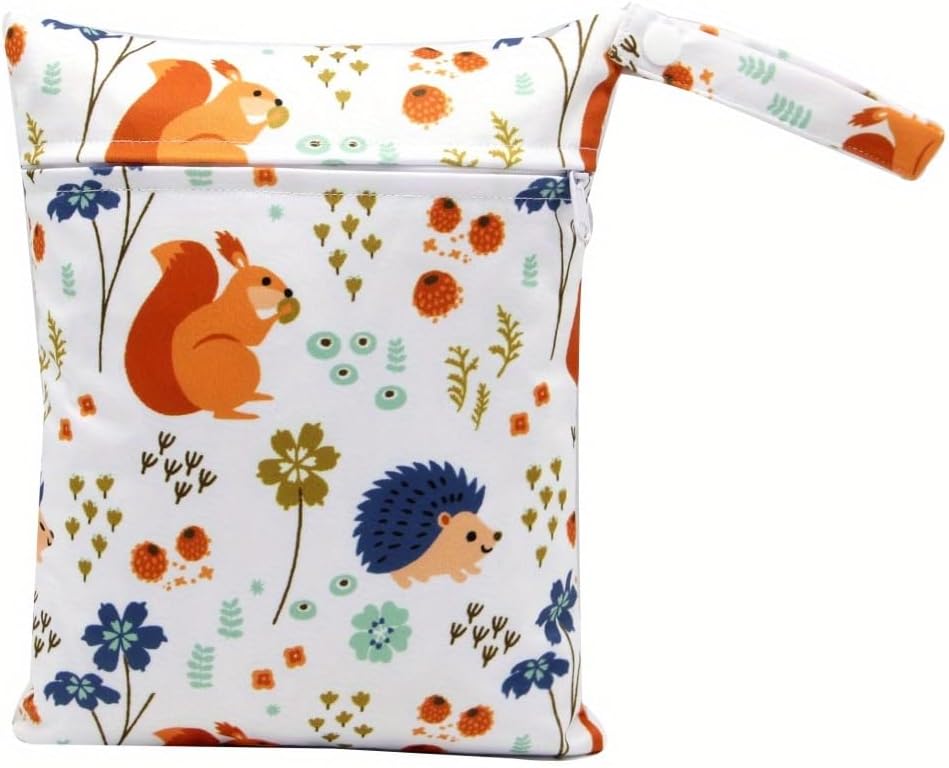 Wet Dry Bag Reusable Wetbag for Baby Swimsuit Cloth Diaper Travel Beach Pool Gym Clothes Organizer Zip Pouch Stroller Hook Daycare Swim Toiletry Storage Cute Print Lightweight Portable