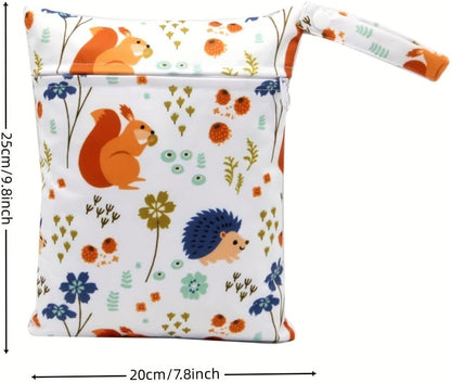 Wet Dry Bag Reusable Wetbag for Baby Swimsuit Cloth Diaper Travel Beach Pool Gym Clothes Organizer Zip Pouch Stroller Hook Daycare Swim Toiletry Storage Cute Print Lightweight Portable