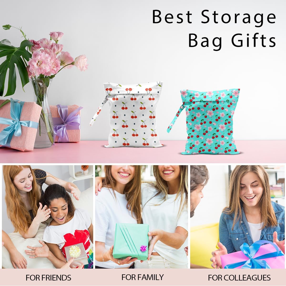 Swimsuit Bag Wet Bags for Travel Reusable Waterproof Dry Bags Diaper Bag Strawberry Fruit Wet Bag for Swimsuit Towels Beach Gym 10.2×12.6 Inches