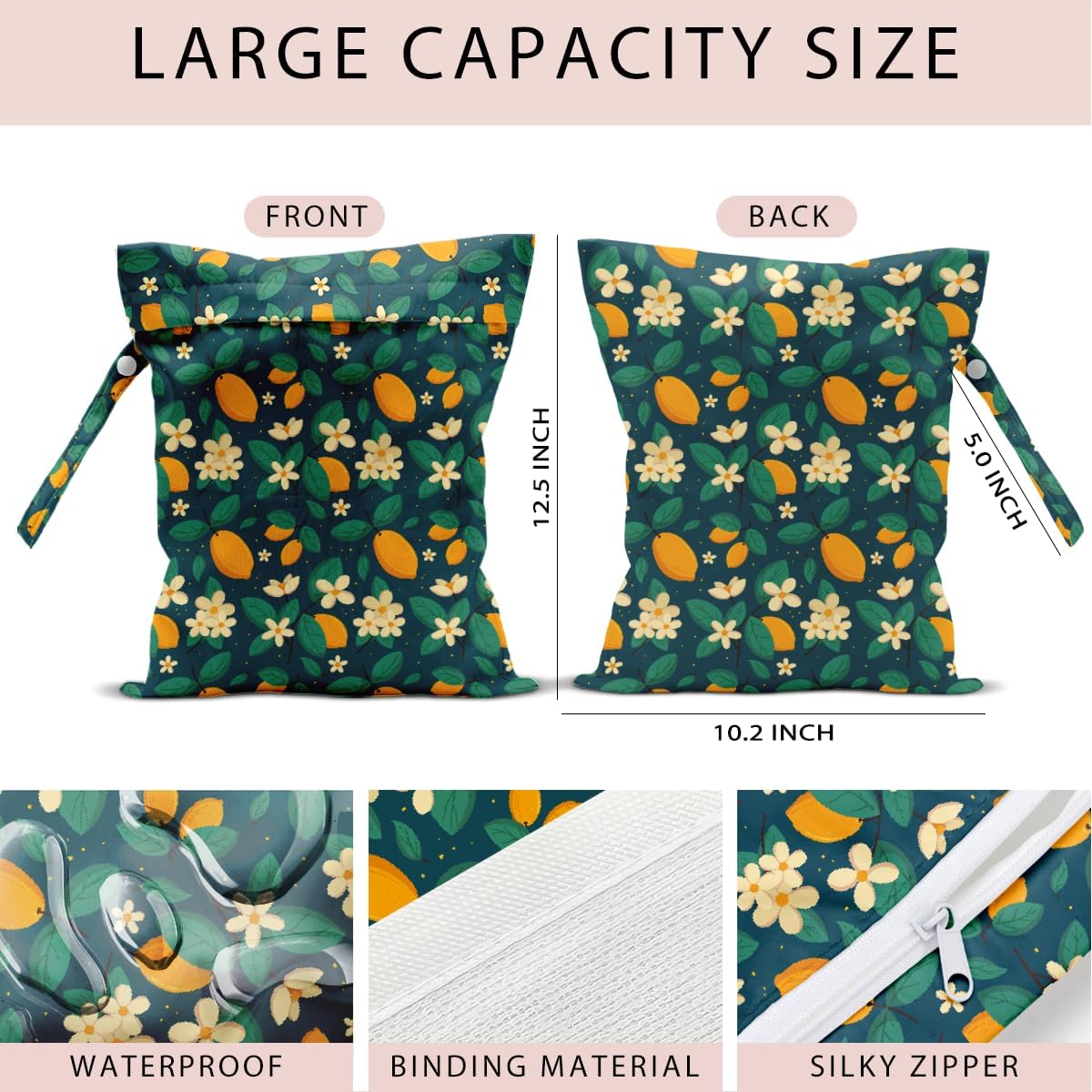 Swimsuit Bag Wet Bags for Travel Reusable Waterproof Dry Bags Diaper Bag Strawberry Fruit Wet Bag for Swimsuit Towels Beach Gym 10.2×12.6 Inches