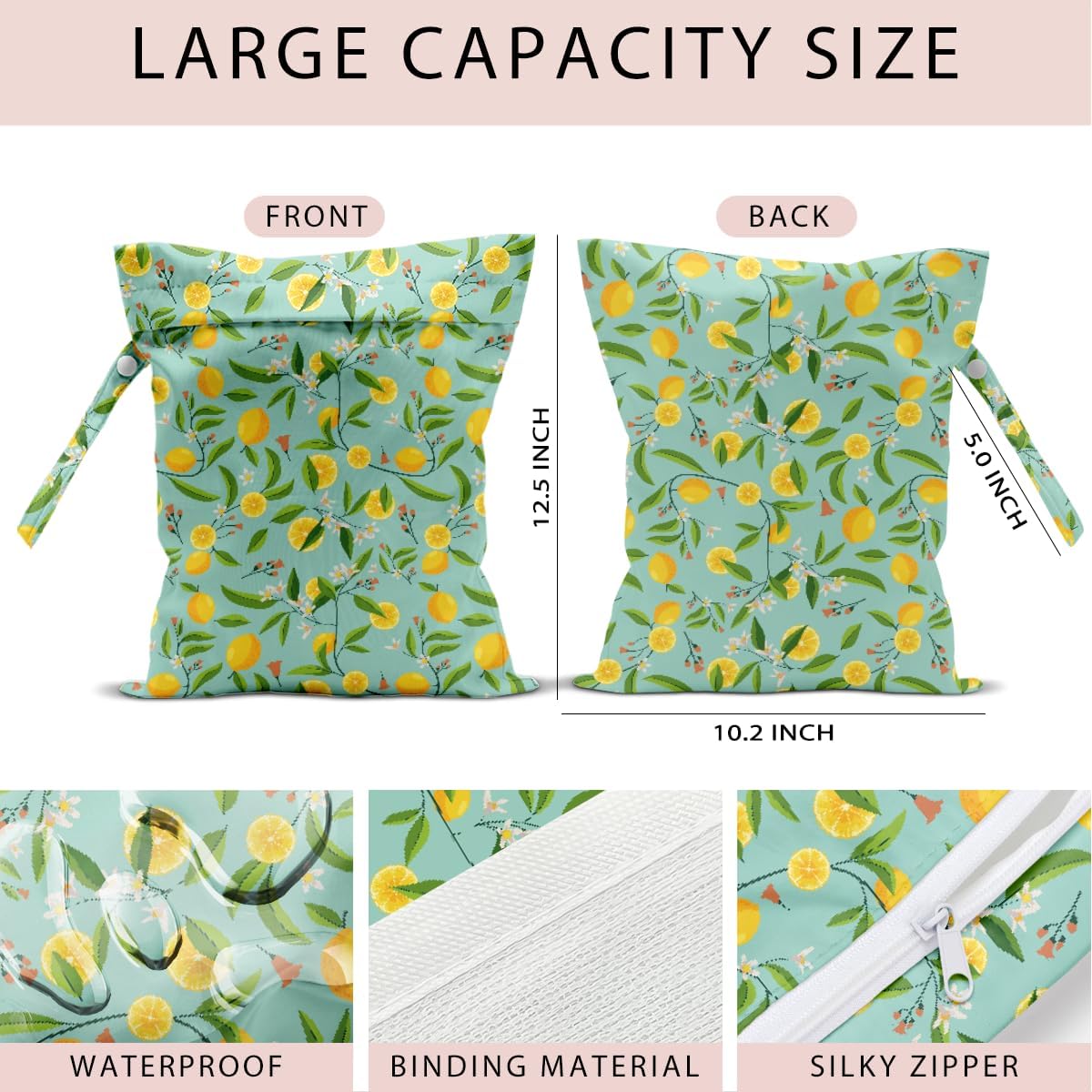 Swimsuit Bag Wet Bags for Travel Reusable Waterproof Dry Bags Diaper Bag Strawberry Fruit Wet Bag for Swimsuit Towels Beach Gym 10.2×12.6 Inches
