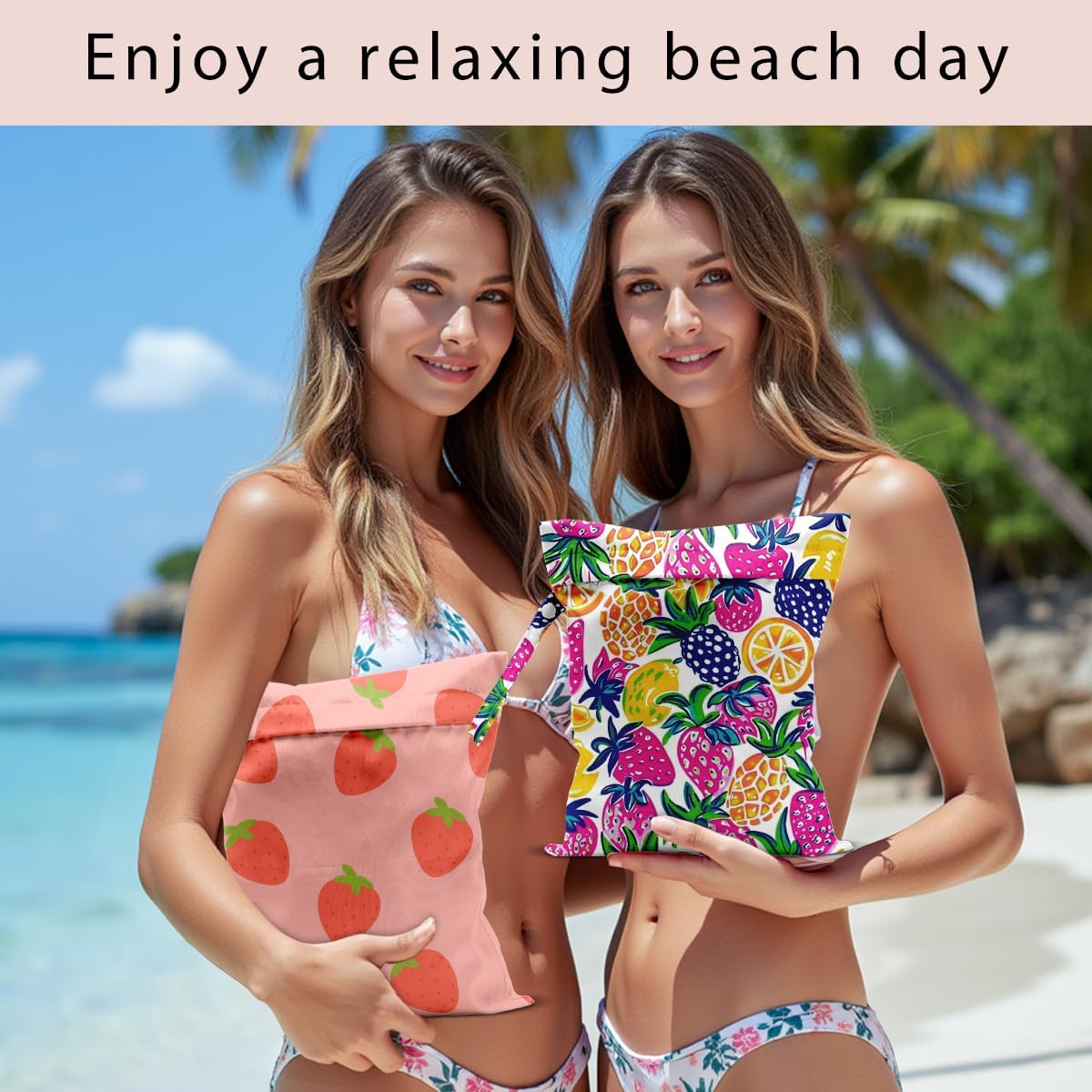 Swimsuit Bag Wet Bags for Travel Reusable Waterproof Dry Bags Diaper Bag Strawberry Fruit Wet Bag for Swimsuit Towels Beach Gym 10.2×12.6 Inches