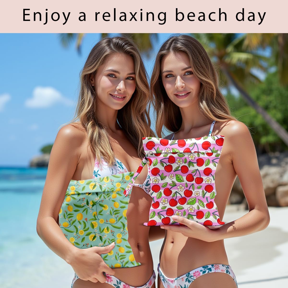 Swimsuit Bag Wet Bags for Travel Reusable Waterproof Dry Bags Diaper Bag Strawberry Fruit Wet Bag for Swimsuit Towels Beach Gym 10.2×12.6 Inches