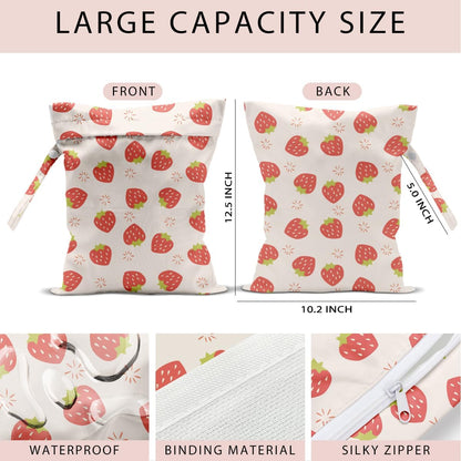 Swimsuit Bag Wet Bags for Travel Reusable Waterproof Dry Bags Diaper Bag Strawberry Fruit Wet Bag for Swimsuit Towels Beach Gym 10.2×12.6 Inches