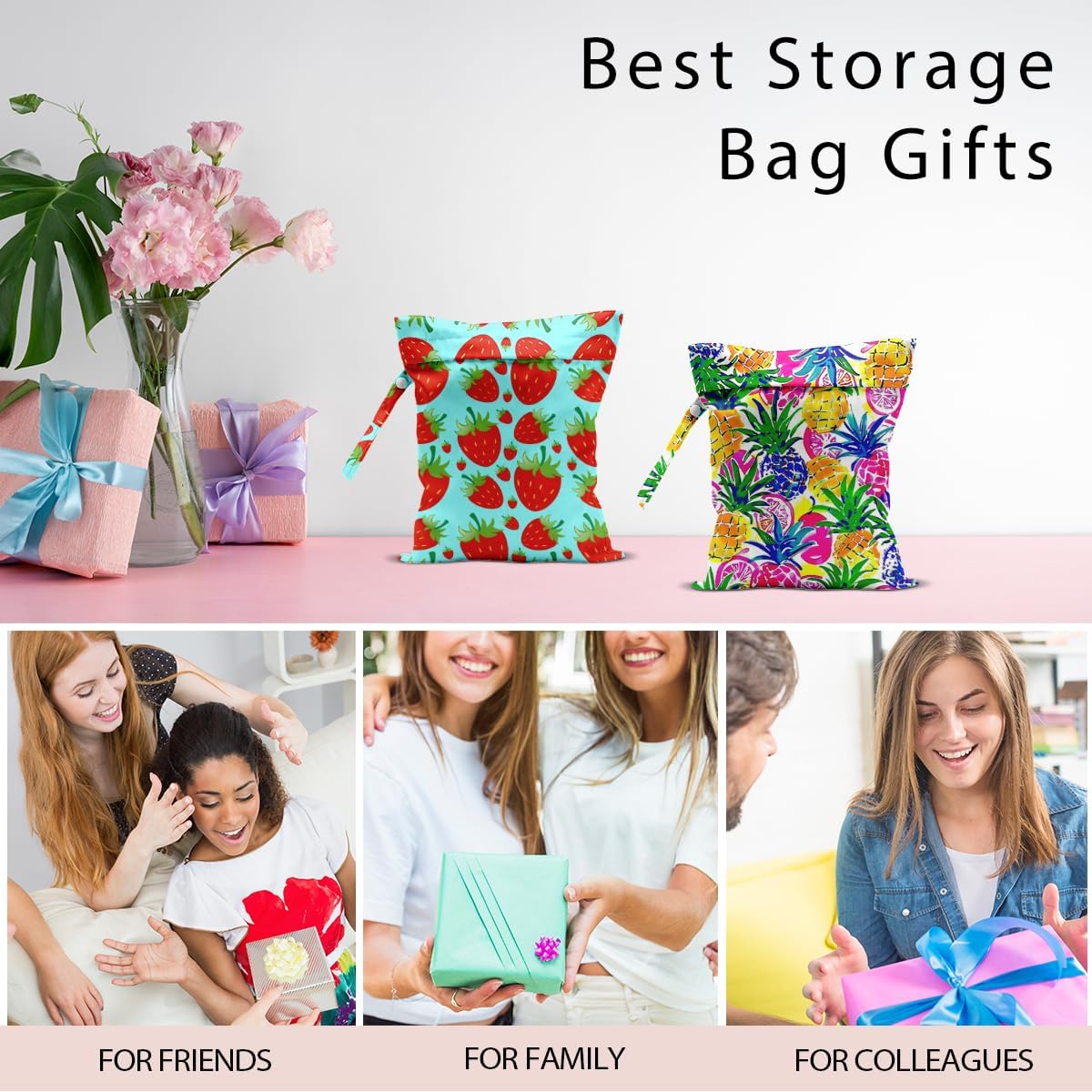 Swimsuit Bag Wet Bags for Travel Reusable Waterproof Dry Bags Diaper Bag Strawberry Fruit Wet Bag for Swimsuit Towels Beach Gym 10.2×12.6 Inches