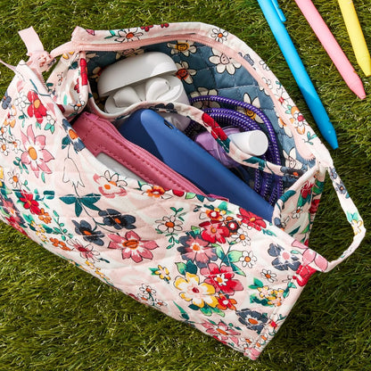 Women's Cotton Trapeze Cosmetic Makeup Organizer Bag