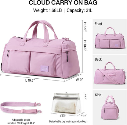 Cloud Carry On Luggage Bags for Travel Carry On Bag for Women Lightweight Travel Tote Bag Overnight Weekender Bag,Graphite Black
