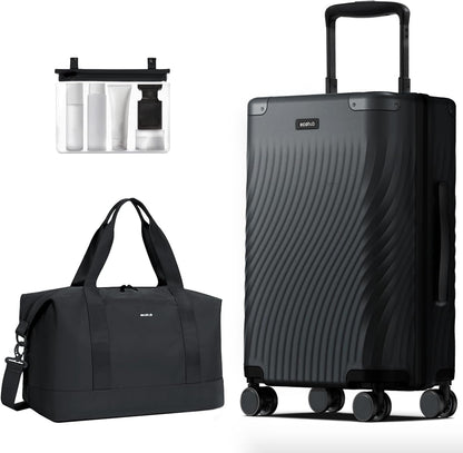 Hardside Expandable Carry On Luggage, 20" Rolling Luggage 22x14x9 Airline Approved with Spinner Wheels & TSA Lock, Lightweight Small Hardshell Travel Suitcase Valises, 20inch Carry-on Black