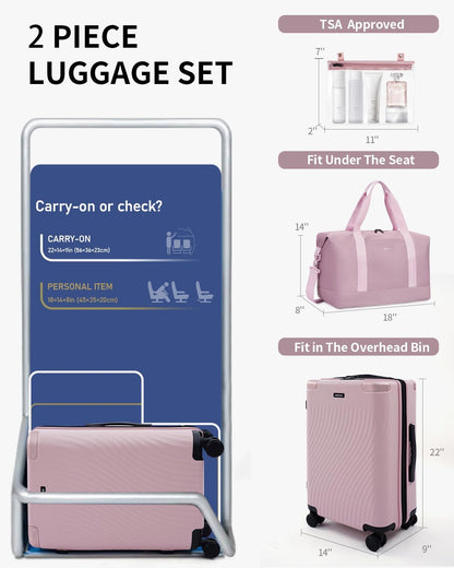 Hardside Expandable Carry On Luggage, 20" Rolling Luggage 22x14x9 Airline Approved with Spinner Wheels & TSA Lock, Lightweight Small Hardshell Travel Suitcase Valises, 20inch Carry-on Black