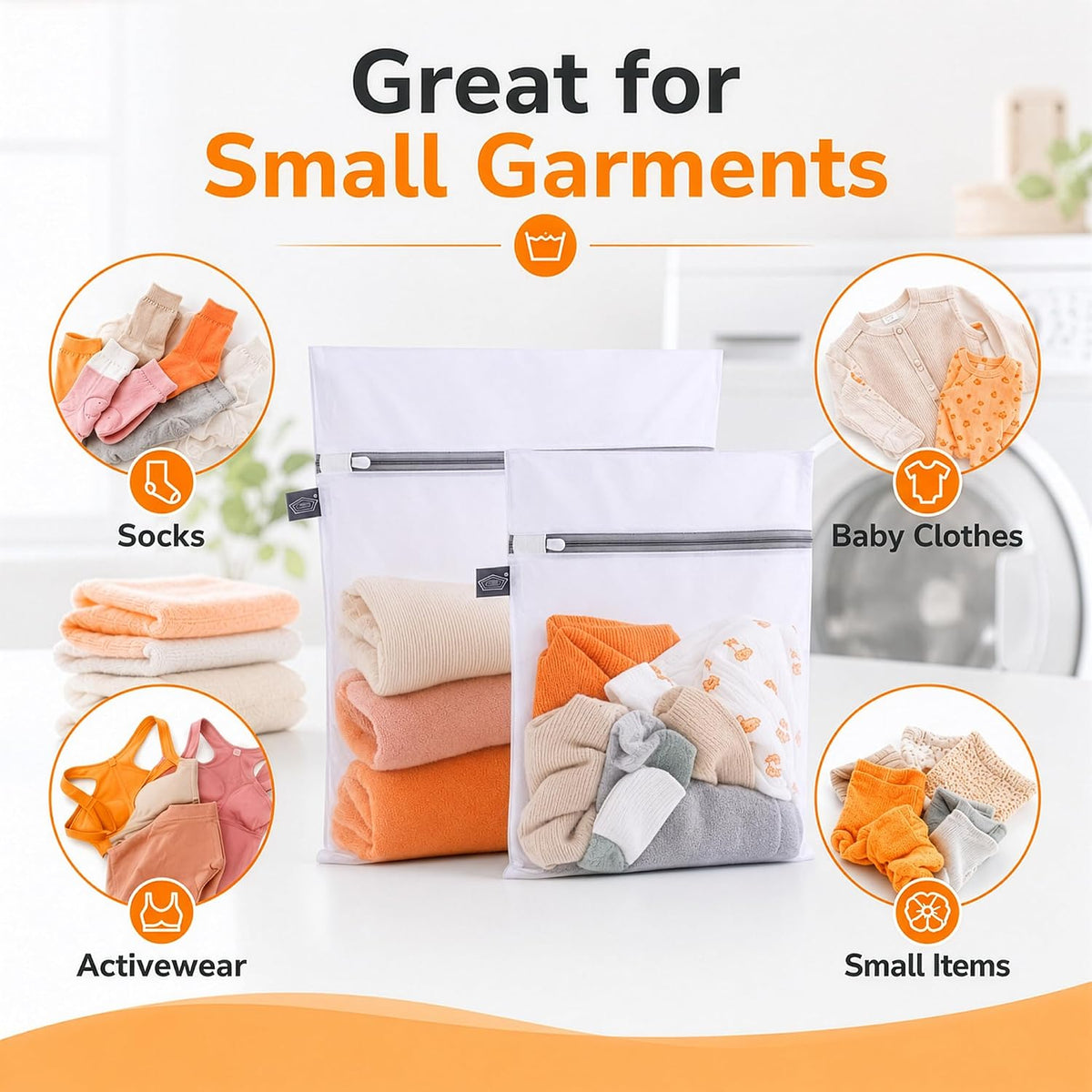 Laundry Bags Mesh Wash Bag, Mesh Bag for Laundry, 1L+1M | shoe washing bag for socks, activewear, baby clothes and small garments to reduce tangling