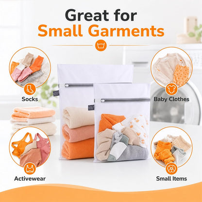 Laundry Bags Mesh Wash Bag, Mesh Bag for Laundry, 1L+1M | shoe washing bag for socks, activewear, baby clothes and small garments to reduce tangling