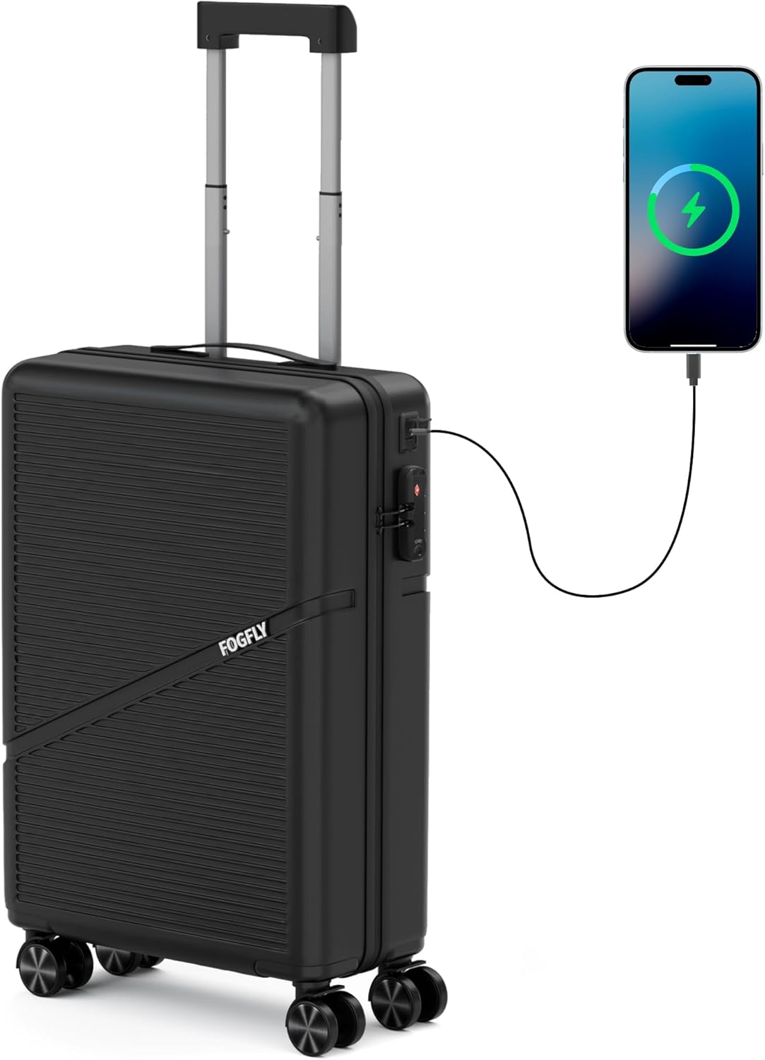 Carry On Luggage Airline Approved 20 Inch Hardside Suitcase with Spinner Wheels, Lightweight PC Rolling Luggage with TSA Lock & USB Charging Port for Travel