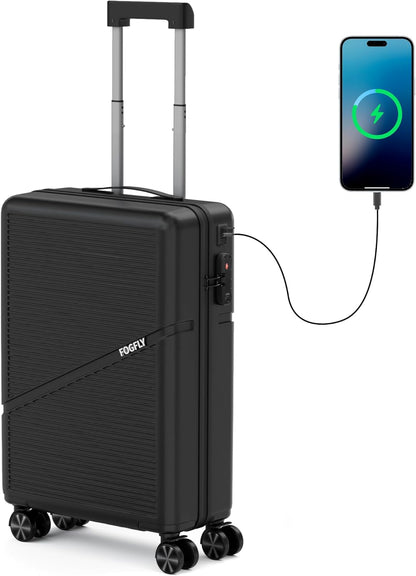 Carry On Luggage Airline Approved 20 Inch Hardside Suitcase with Spinner Wheels, Lightweight PC Rolling Luggage with TSA Lock & USB Charging Port for Travel
