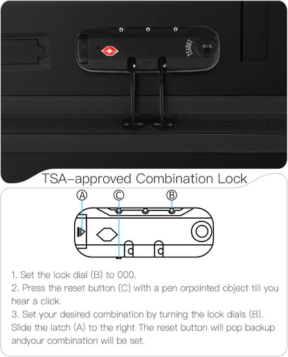 Carry On Luggage Airline Approved 20 Inch Hardside Suitcase with Spinner Wheels, Lightweight PC Rolling Luggage with TSA Lock & USB Charging Port for Travel