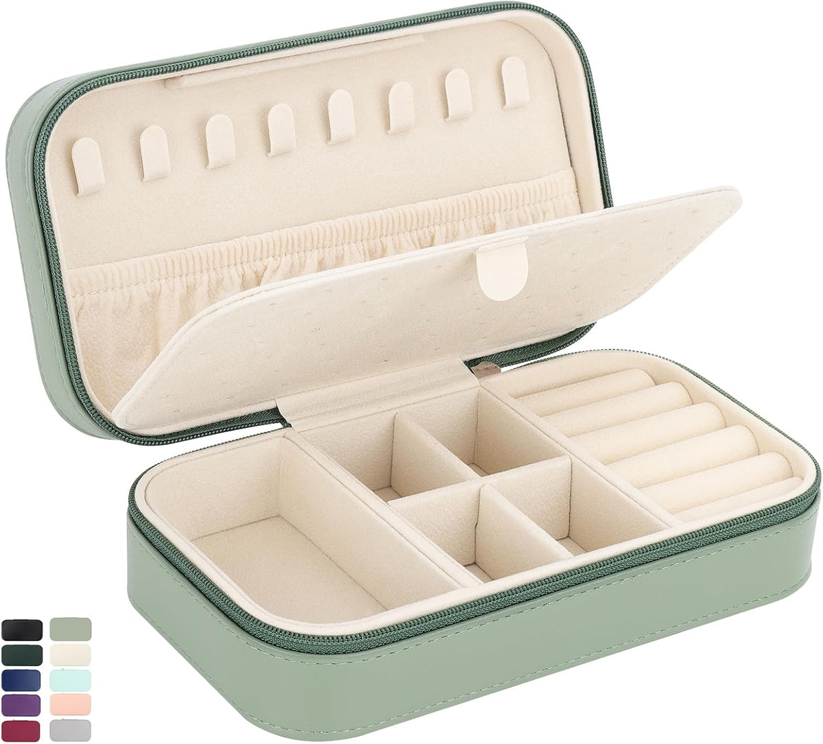 Travel Jewelry Box, PU Leather Portable Jewelry Case, Small Jewelry Boxes for Gifts, Travel Jewelry Organizer for Women Rings Earrings Necklaces Bracelets (Gray)