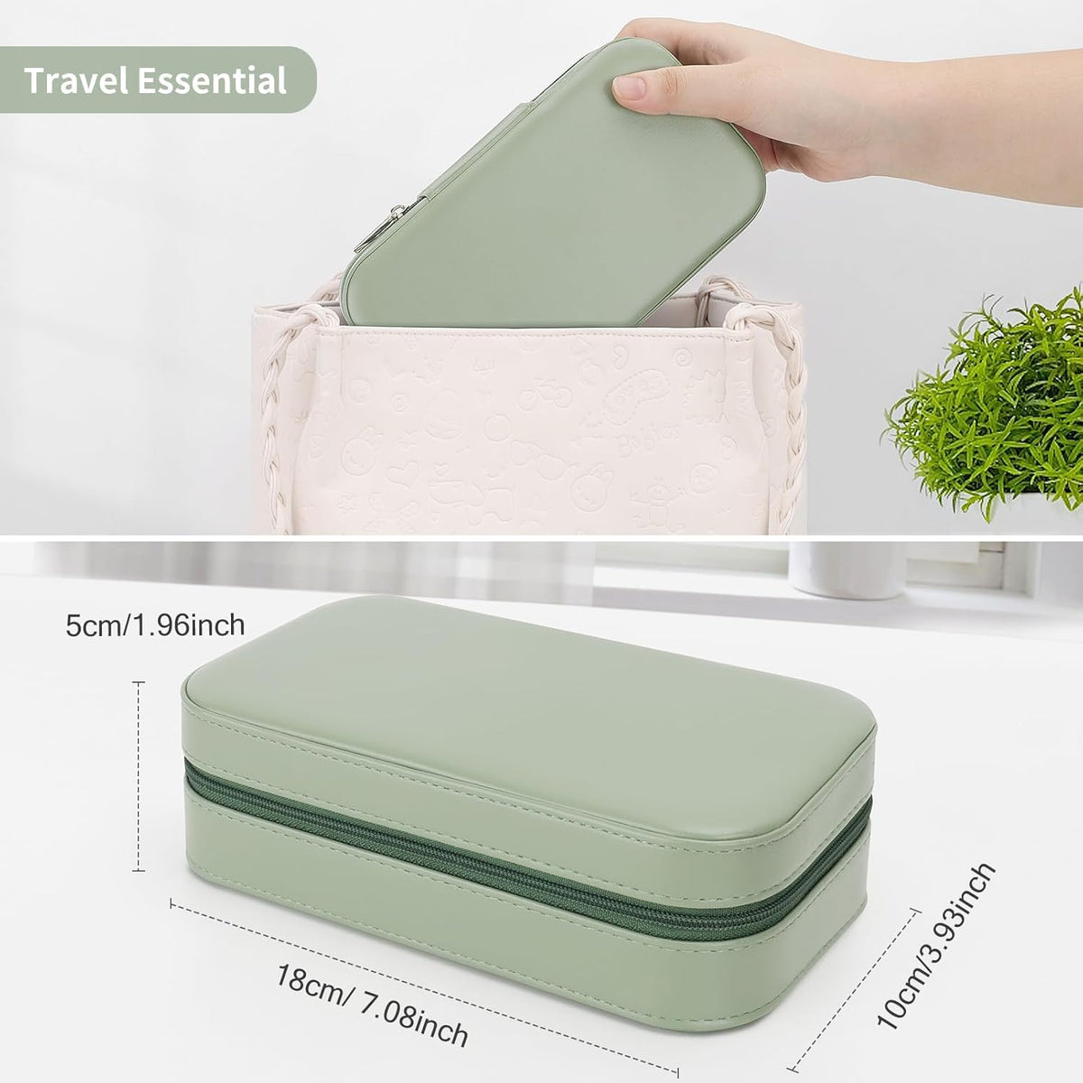 Travel Jewelry Box, PU Leather Portable Jewelry Case, Small Jewelry Boxes for Gifts, Travel Jewelry Organizer for Women Rings Earrings Necklaces Bracelets (Gray)