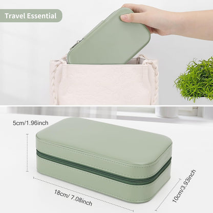 Travel Jewelry Box, PU Leather Portable Jewelry Case, Small Jewelry Boxes for Gifts, Travel Jewelry Organizer for Women Rings Earrings Necklaces Bracelets (Gray)