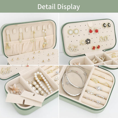 Travel Jewelry Box, PU Leather Portable Jewelry Case, Small Jewelry Boxes for Gifts, Travel Jewelry Organizer for Women Rings Earrings Necklaces Bracelets (Gray)