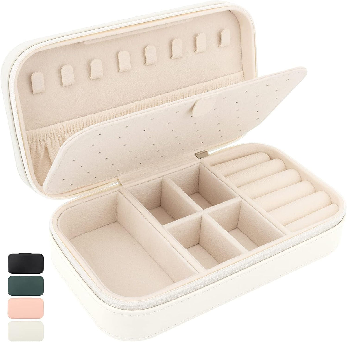 Travel Jewelry Box, PU Leather Portable Jewelry Case, Small Jewelry Boxes for Gifts, Travel Jewelry Organizer for Women Rings Earrings Necklaces Bracelets (Gray)