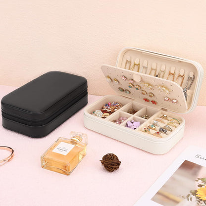 Travel Jewelry Box, PU Leather Portable Jewelry Case, Small Jewelry Boxes for Gifts, Travel Jewelry Organizer for Women Rings Earrings Necklaces Bracelets (Gray)