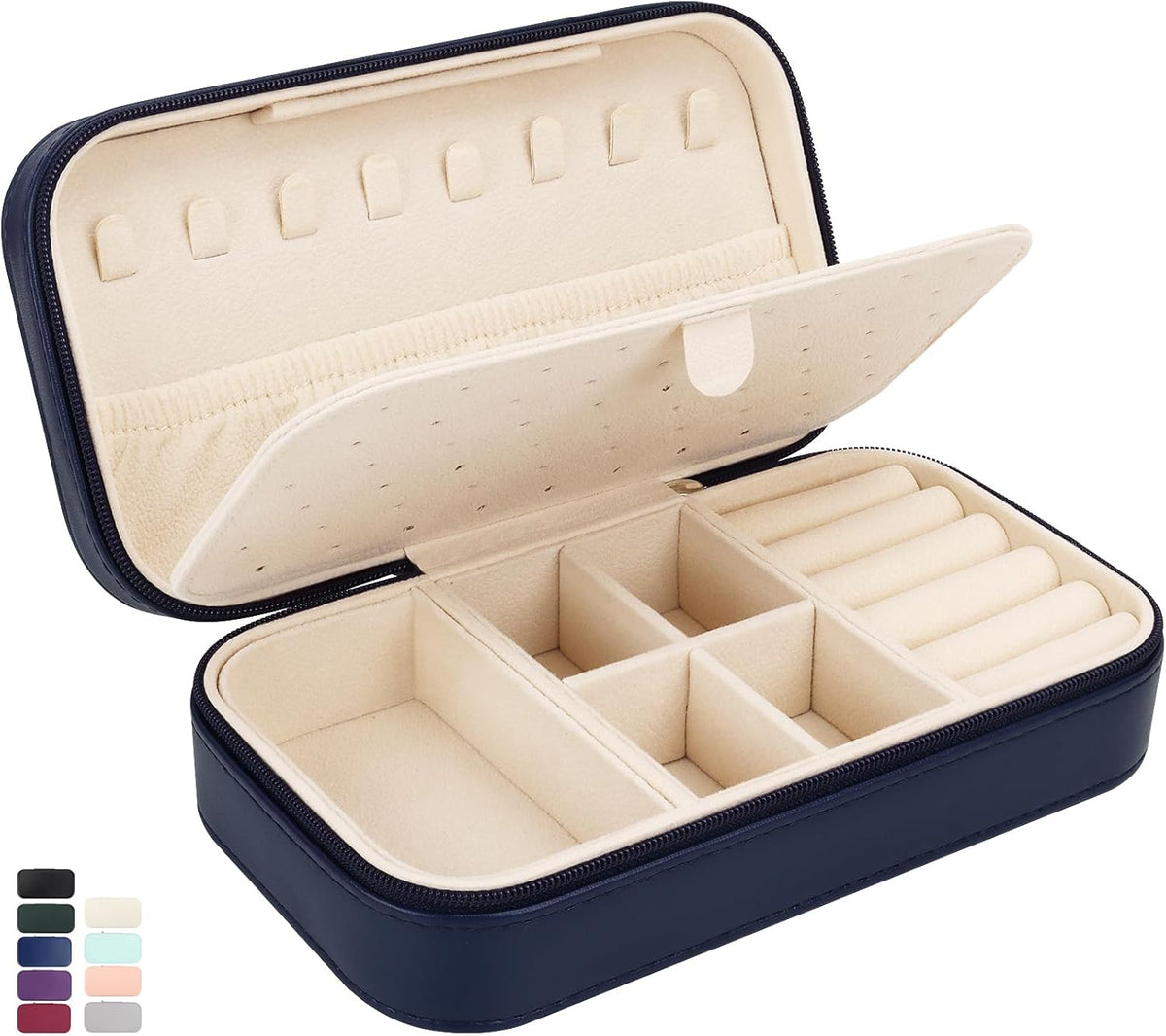 Travel Jewelry Box, PU Leather Portable Jewelry Case, Small Jewelry Boxes for Gifts, Travel Jewelry Organizer for Women Rings Earrings Necklaces Bracelets (Gray)