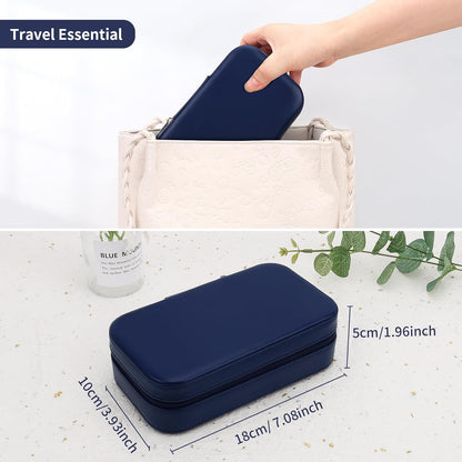 Travel Jewelry Box, PU Leather Portable Jewelry Case, Small Jewelry Boxes for Gifts, Travel Jewelry Organizer for Women Rings Earrings Necklaces Bracelets (Gray)