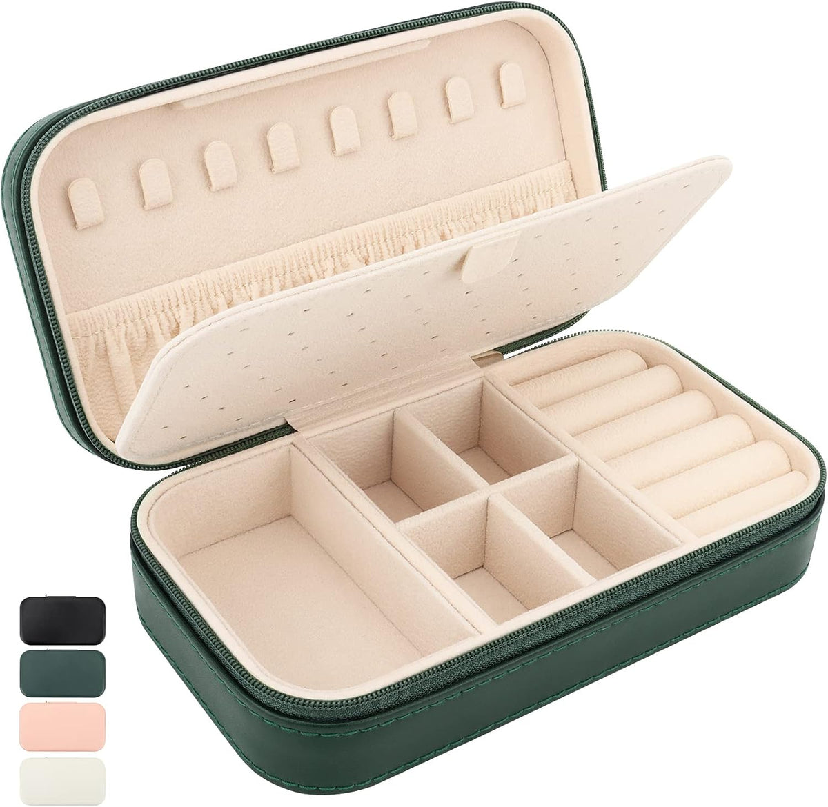 Travel Jewelry Box, PU Leather Portable Jewelry Case, Small Jewelry Boxes for Gifts, Travel Jewelry Organizer for Women Rings Earrings Necklaces Bracelets (Gray)