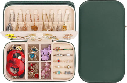 Travel Jewelry Box, PU Leather Portable Jewelry Case, Small Jewelry Boxes for Gifts, Travel Jewelry Organizer for Women Rings Earrings Necklaces Bracelets (Gray)