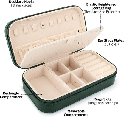 Travel Jewelry Box, PU Leather Portable Jewelry Case, Small Jewelry Boxes for Gifts, Travel Jewelry Organizer for Women Rings Earrings Necklaces Bracelets (Gray)