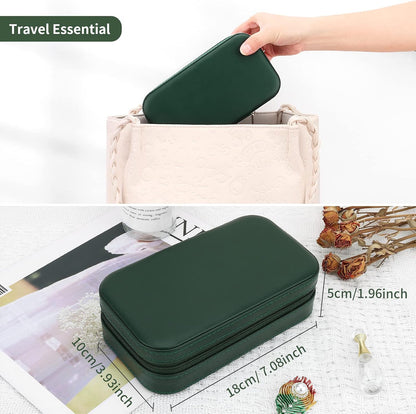 Travel Jewelry Box, PU Leather Portable Jewelry Case, Small Jewelry Boxes for Gifts, Travel Jewelry Organizer for Women Rings Earrings Necklaces Bracelets (Gray)