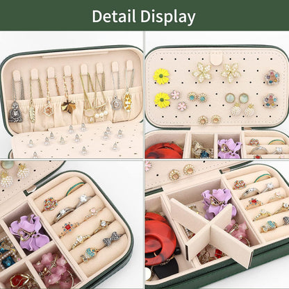 Travel Jewelry Box, PU Leather Portable Jewelry Case, Small Jewelry Boxes for Gifts, Travel Jewelry Organizer for Women Rings Earrings Necklaces Bracelets (Gray)
