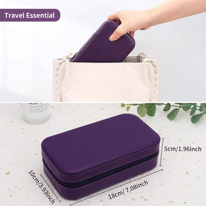 Travel Jewelry Box, PU Leather Portable Jewelry Case, Small Jewelry Boxes for Gifts, Travel Jewelry Organizer for Women Rings Earrings Necklaces Bracelets (Gray)
