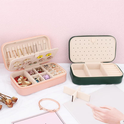 Travel Jewelry Box, PU Leather Portable Jewelry Case, Small Jewelry Boxes for Gifts, Travel Jewelry Organizer for Women Rings Earrings Necklaces Bracelets (Gray)