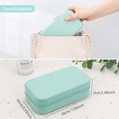 Travel Jewelry Box, PU Leather Portable Jewelry Case, Small Jewelry Boxes for Gifts, Travel Jewelry Organizer for Women Rings Earrings Necklaces Bracelets (Gray)