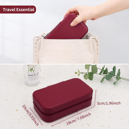 Travel Jewelry Box, PU Leather Portable Jewelry Case, Small Jewelry Boxes for Gifts, Travel Jewelry Organizer for Women Rings Earrings Necklaces Bracelets (Gray)