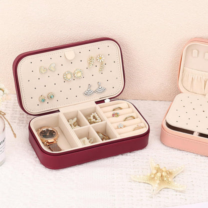 Travel Jewelry Box, PU Leather Portable Jewelry Case, Small Jewelry Boxes for Gifts, Travel Jewelry Organizer for Women Rings Earrings Necklaces Bracelets (Gray)