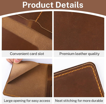 Premium Leather Passport Holder for Travel, Passport Wallet Holder - Slim Passport Cover with Card Slots & Travel Document Organizer for Men and Women(Coffee Brown)