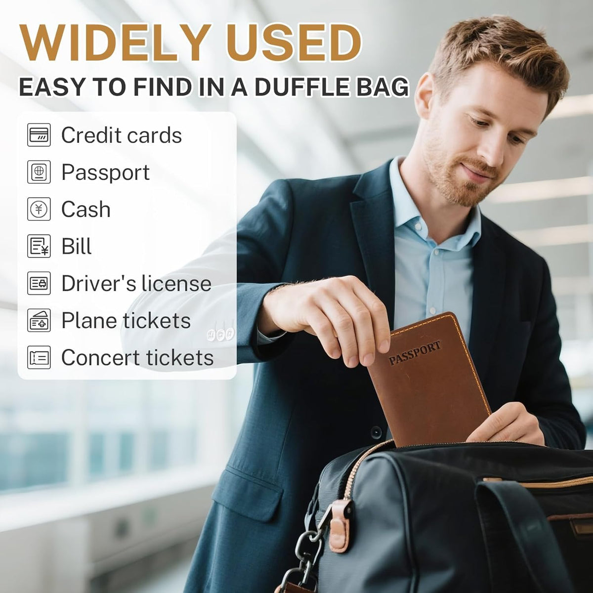 Premium Leather Passport Holder for Travel, Passport Wallet Holder - Slim Passport Cover with Card Slots & Travel Document Organizer for Men and Women(Coffee Brown)