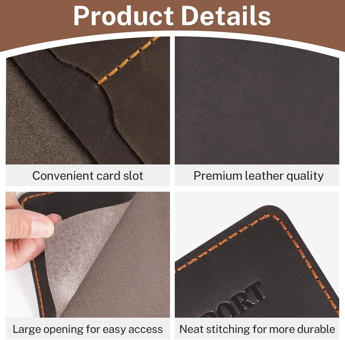 Premium Leather Passport Holder for Travel, Passport Wallet Holder - Slim Passport Cover with Card Slots & Travel Document Organizer for Men and Women(Coffee Brown)