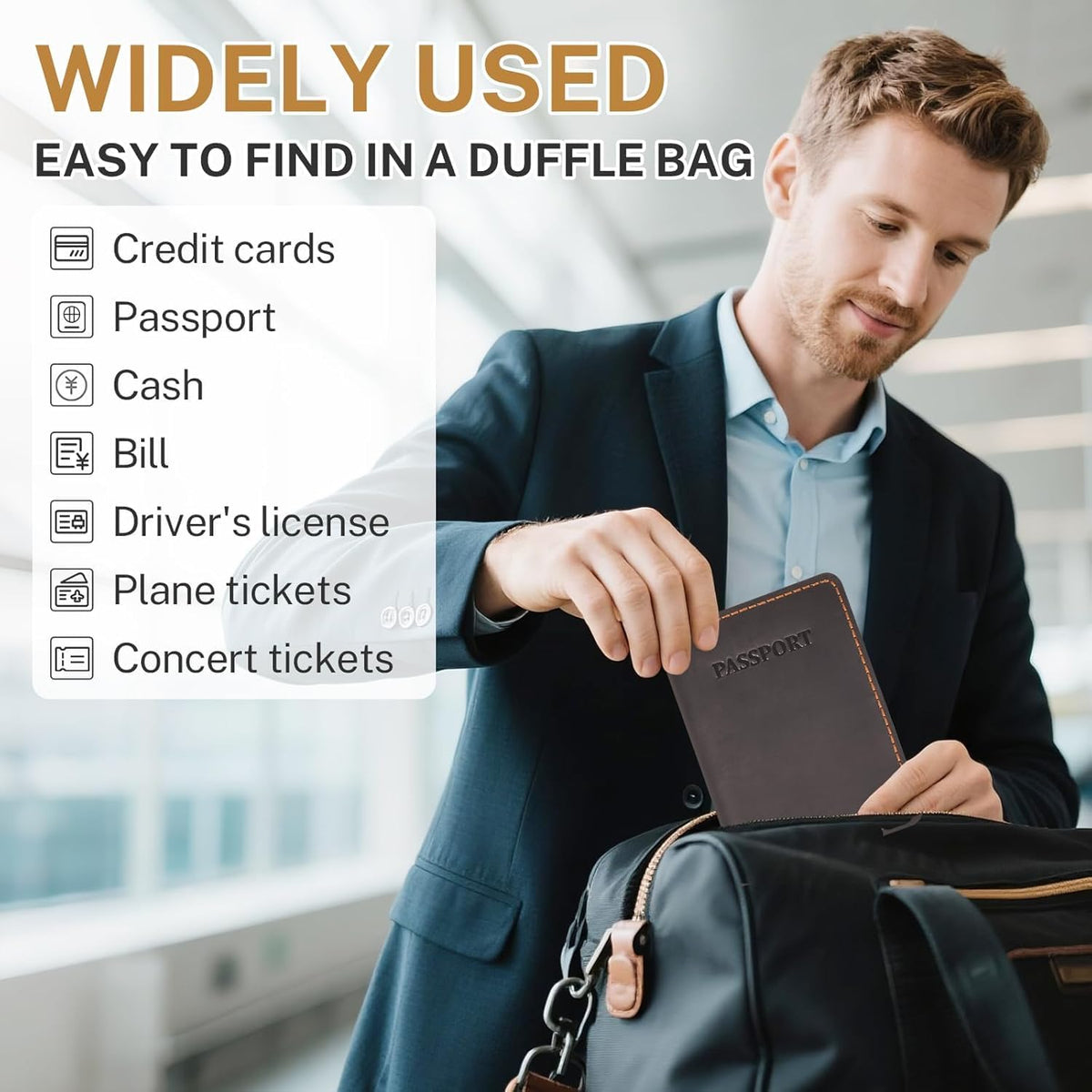 Premium Leather Passport Holder for Travel, Passport Wallet Holder - Slim Passport Cover with Card Slots & Travel Document Organizer for Men and Women(Coffee Brown)